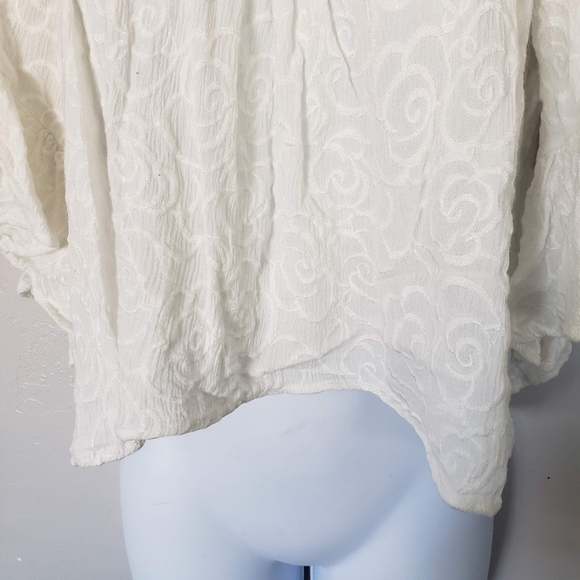 Gimmicks BKE Buckle Small White Crop Top Quarter Sleeve Blouse Boho Girly - Picture 6 of 7